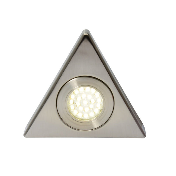 Culina Fonte LED triangular cabinet light in satin nickel