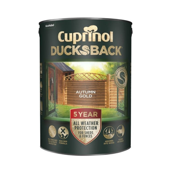 Cuprinol Ducksback 5L tin in Autumn Gold