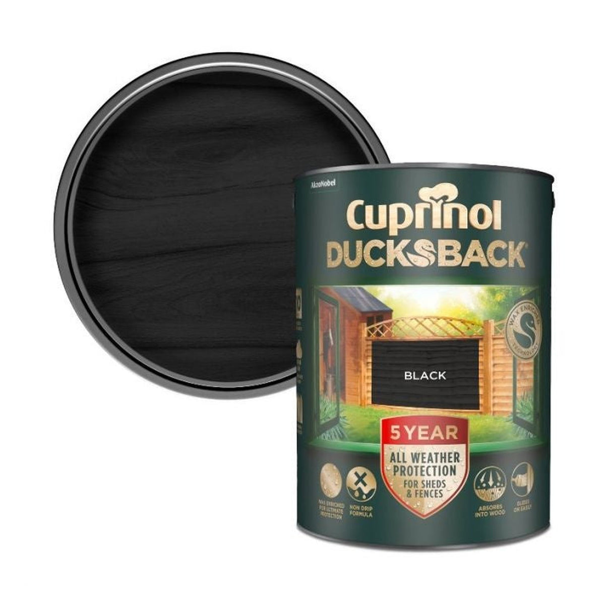 Cuprinol Ducksback black 5L tin, view 3