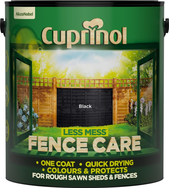 Cuprinol Less Mess Fence Care 6L tin in black
