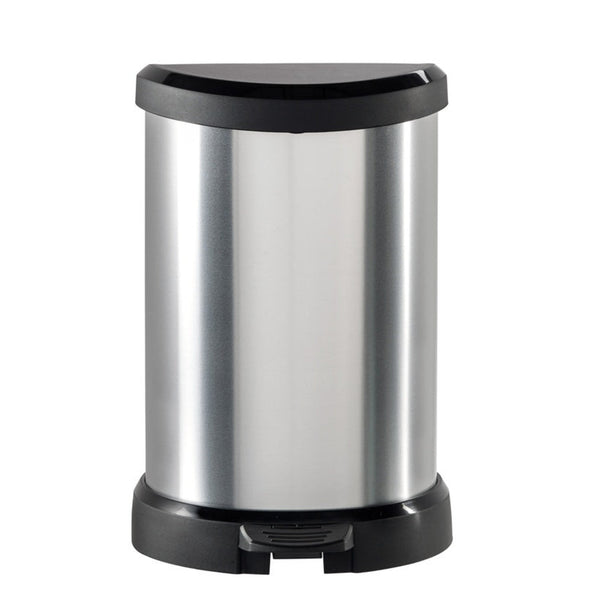 Curver Deco 20L black and silver pedal bin