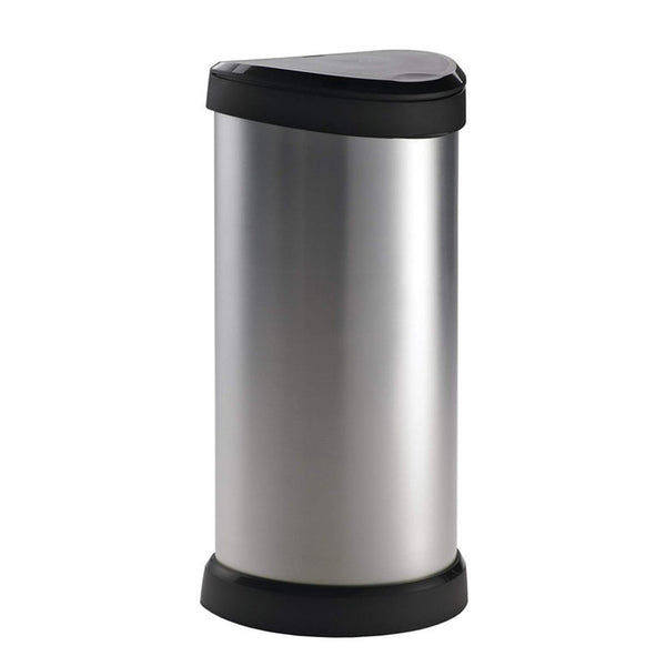 Curver Deco 40L black and silver push bin