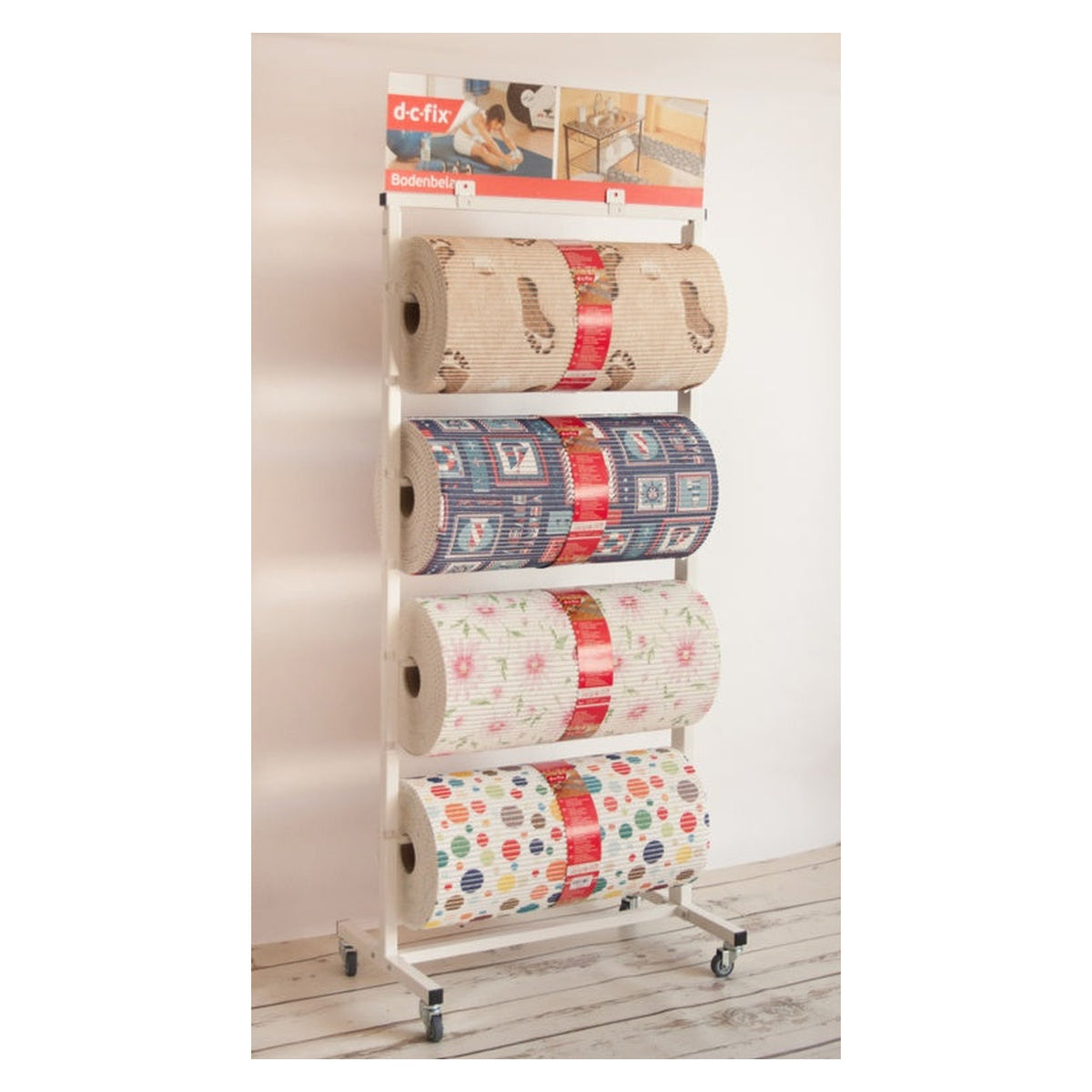 d-c-fix Comfort Flooring display stand with four rolls