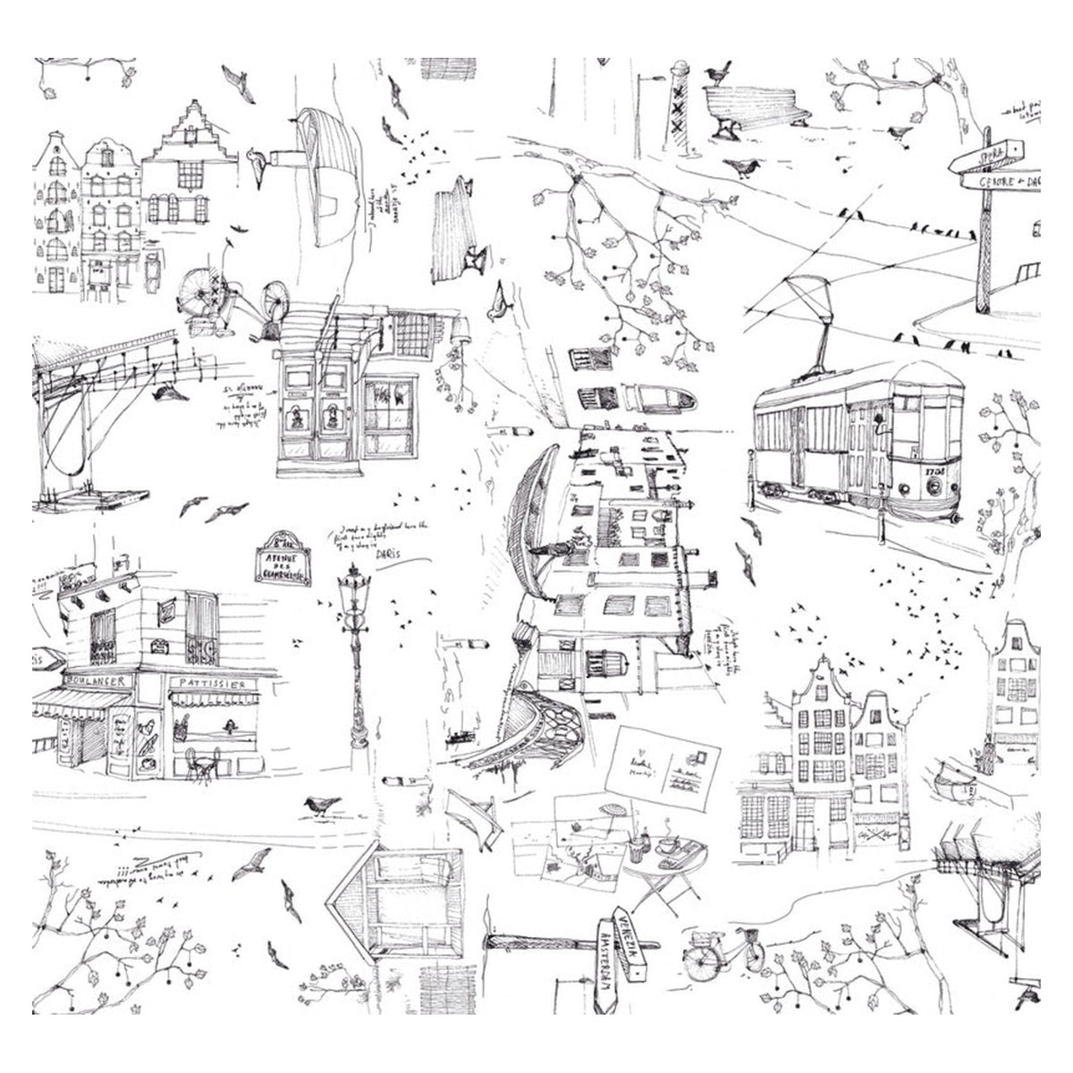 d-c-fix Manhattan tablecloth Riva Black and White 140cm x 20m