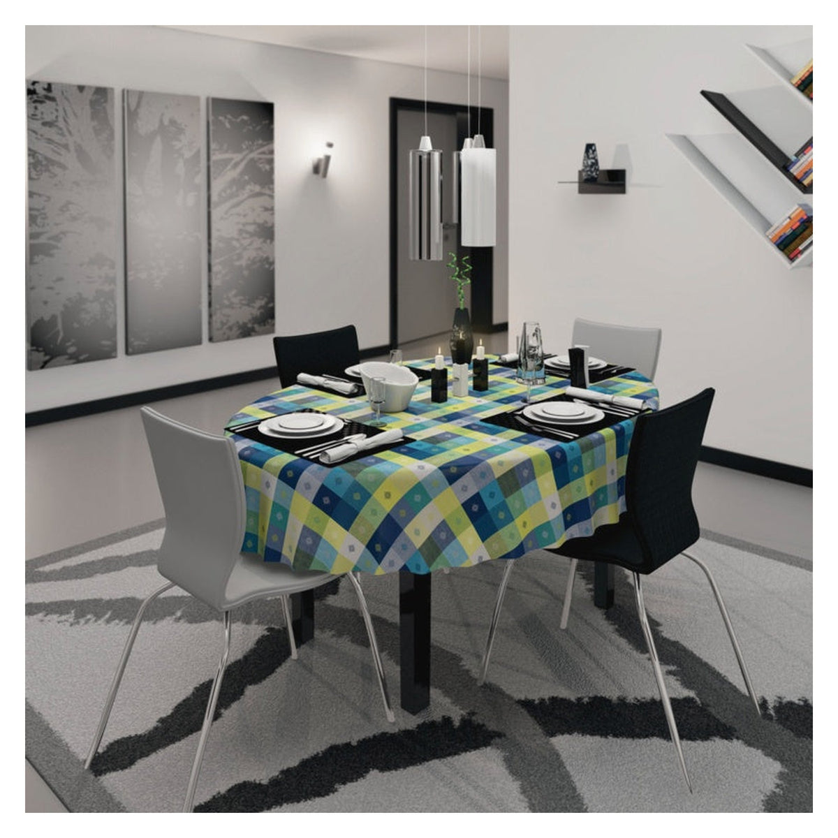 d-c-fix Manhattan tablecloth Victor Blue 140cm x 20m, view 2