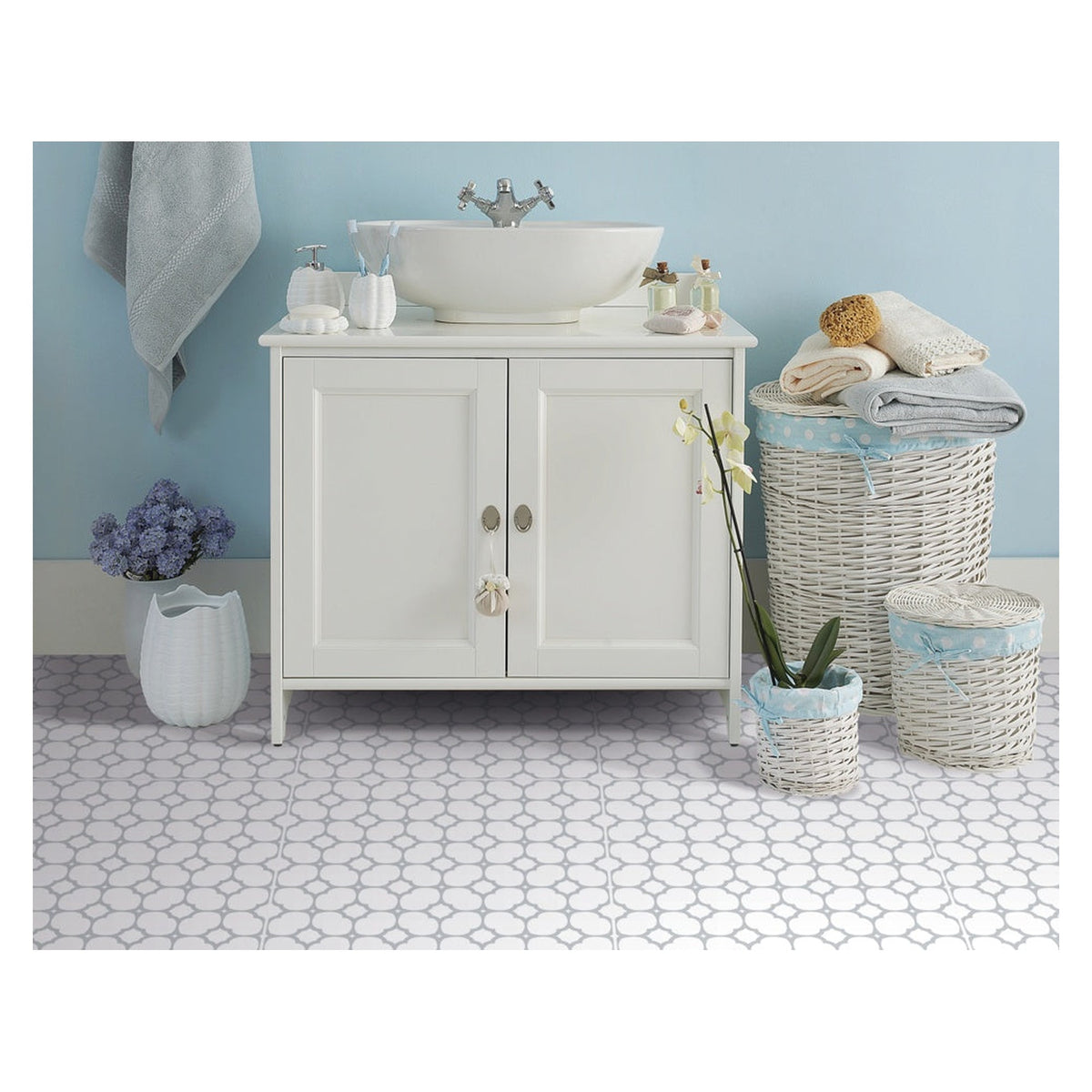 d-c-fix Bloomy Grids self adhesive floor tiles, 11 pieces covering 1sqm