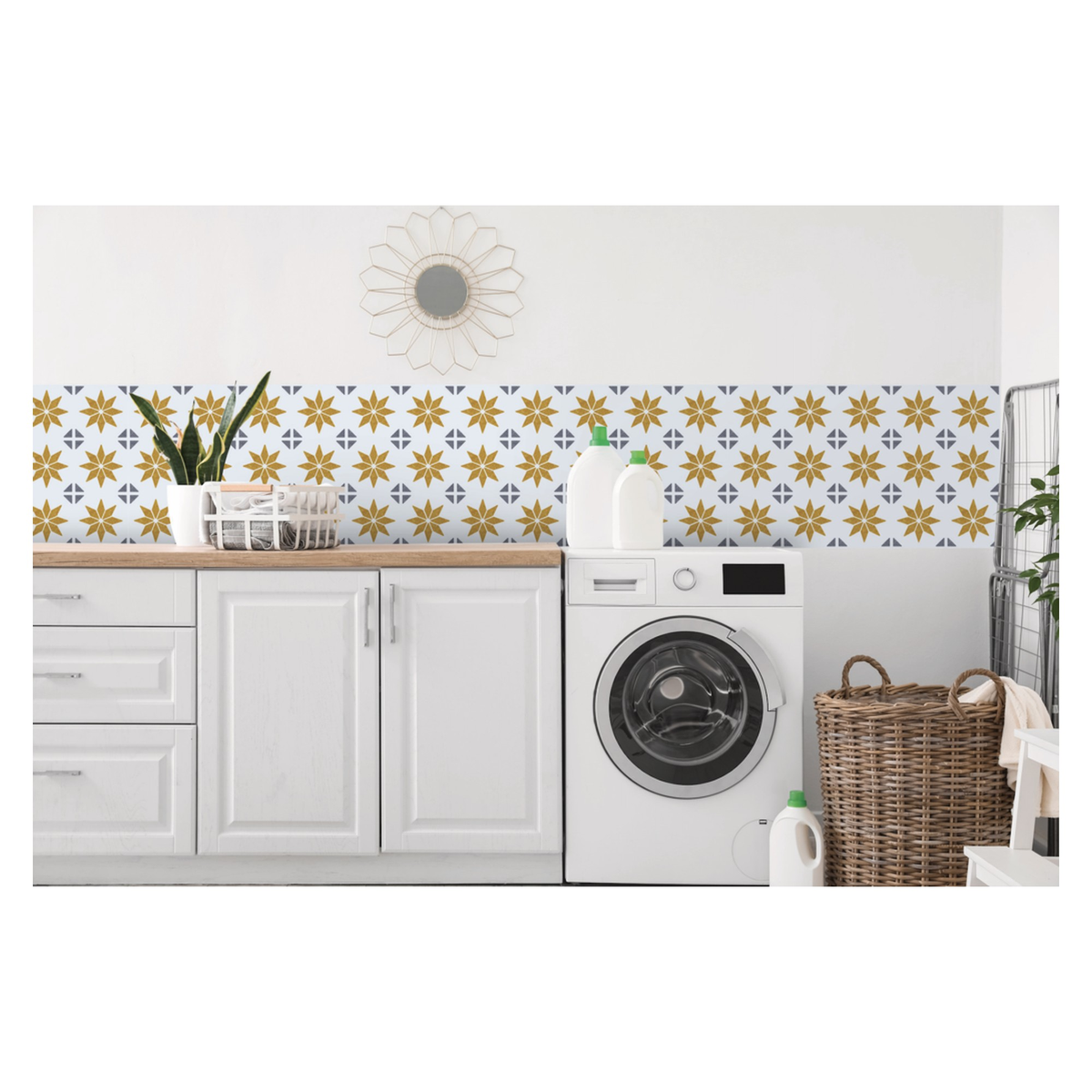Pack of 6 d-c-fix Alia Gold self adhesive wall tiles, view 2