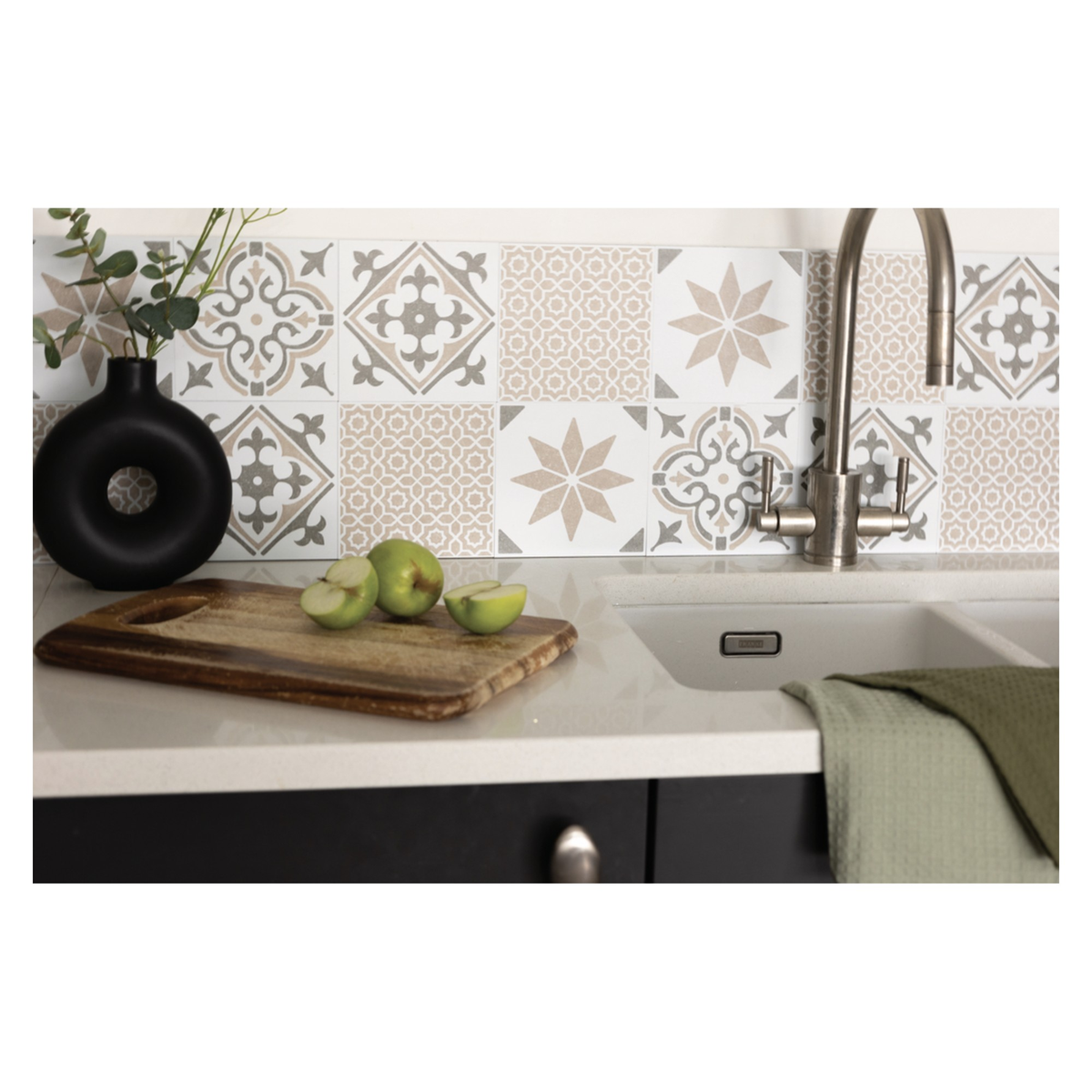Pack of 6 d-c-fix Lina Beige self adhesive wall tiles 15 x 15cm, view 4