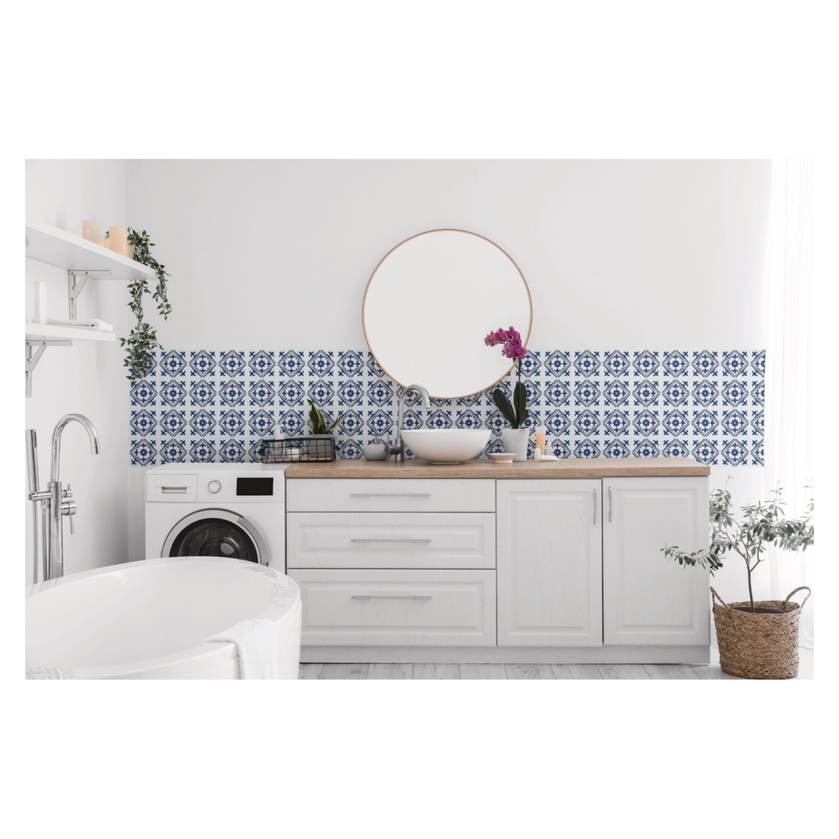 d-c-fix Nadia Blue self adhesive wall tiles 15 x 15cm pack of 6, view 2
