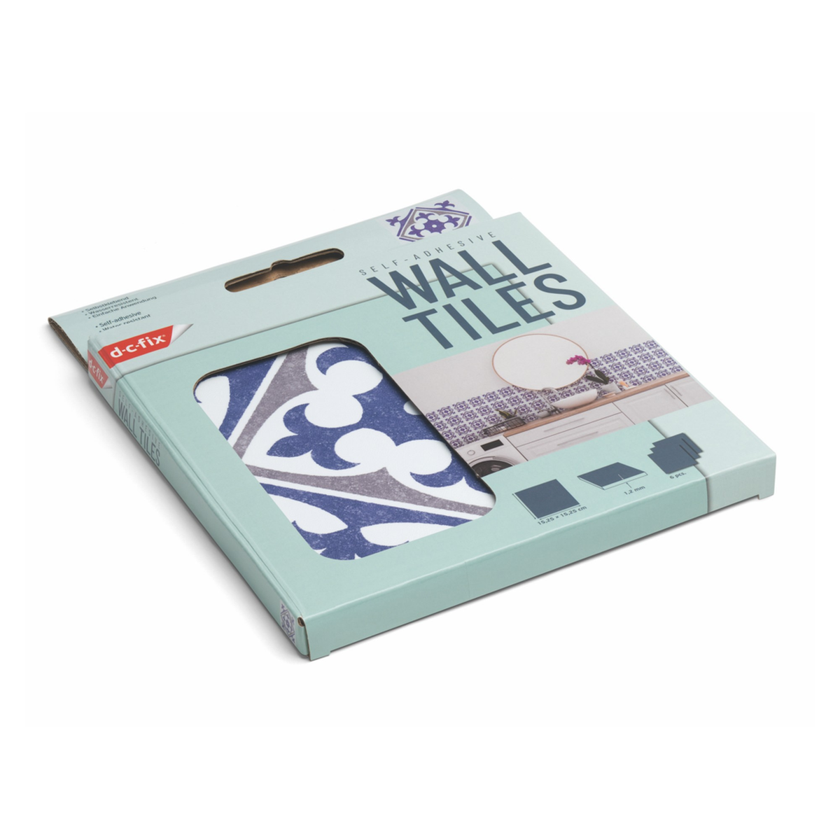 d-c-fix Nadia Blue self adhesive wall tiles 15 x 15cm pack of 6, view 5
