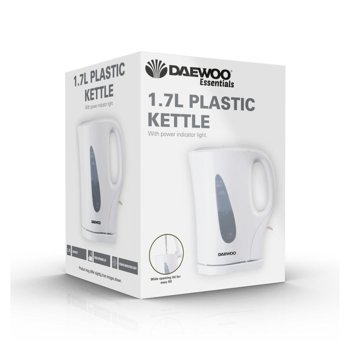 Daewoo 1.7L white plastic kettle