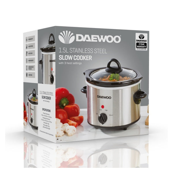 Daewoo 1.5L stainless steel slow cooker