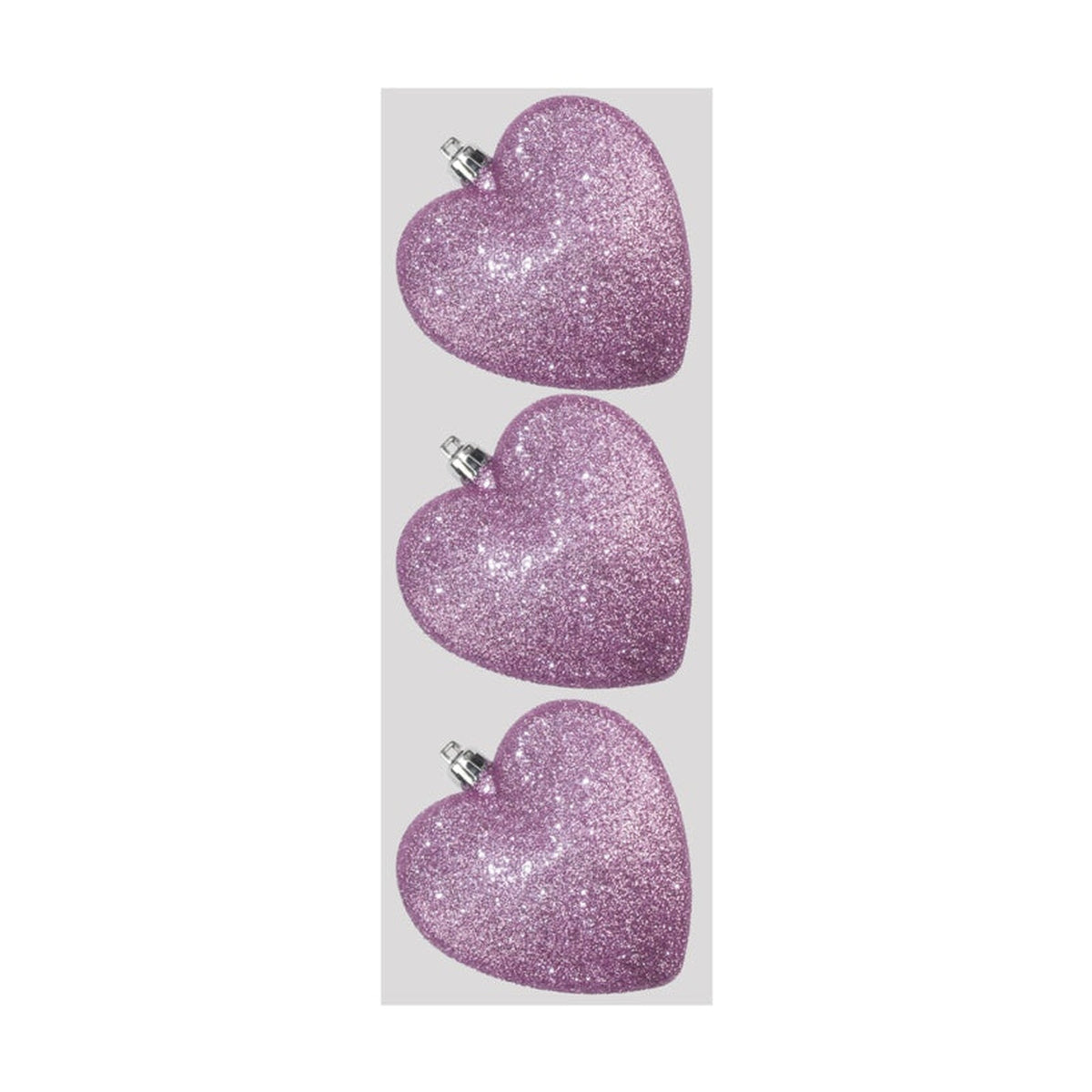 Davies Products lilac glitter hearts 9cm pack of 3