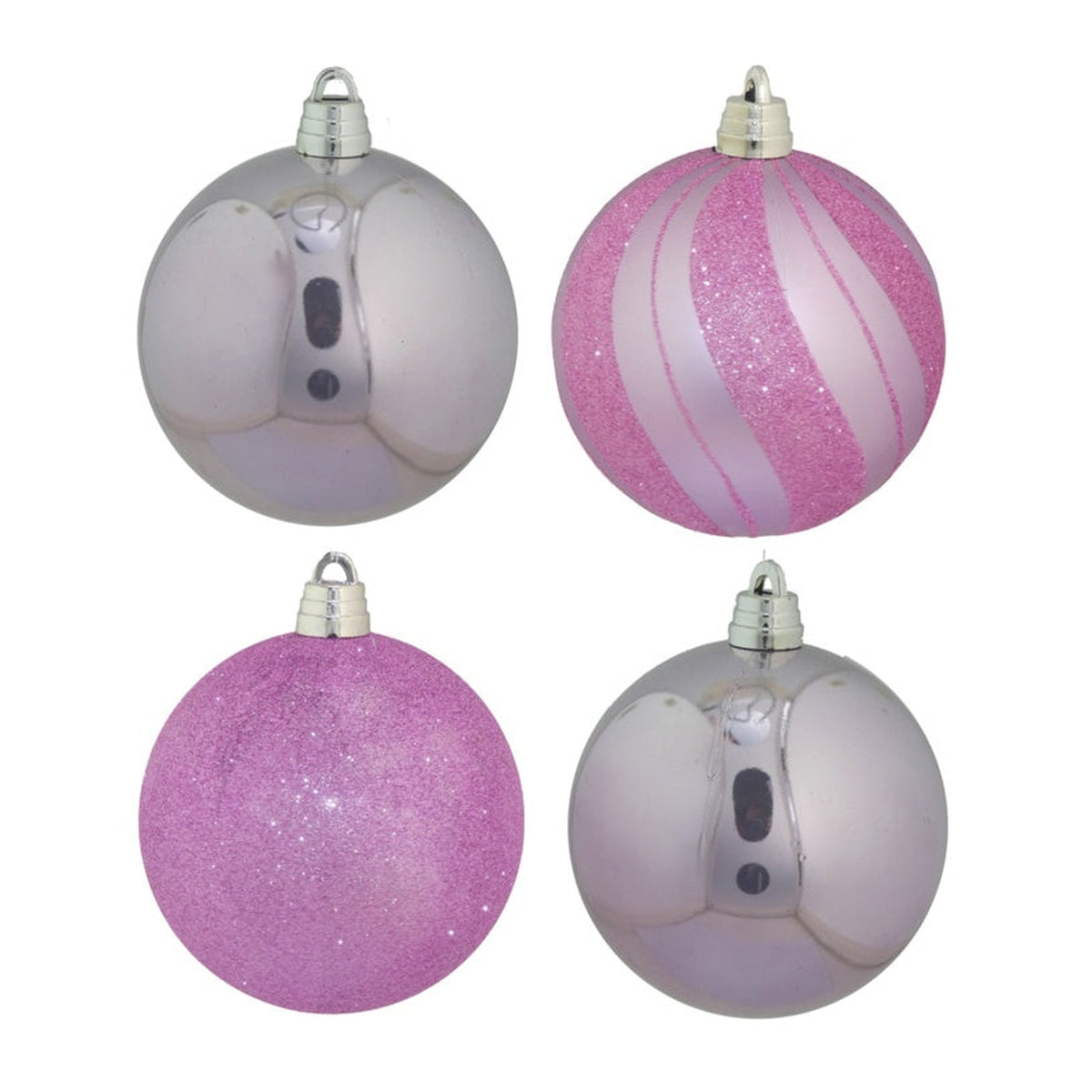Four 15cm lilac Davies Products Christmas baubles
