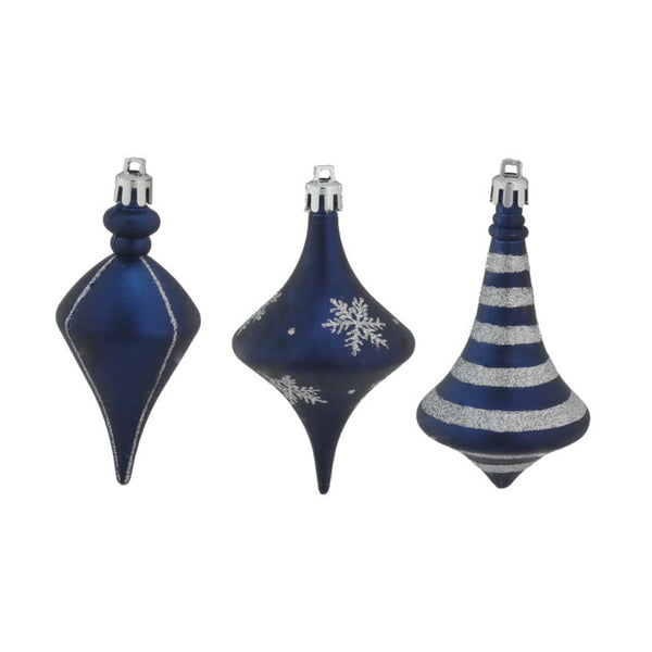 Deco Drops x 3 - 10cm Navy/Silver