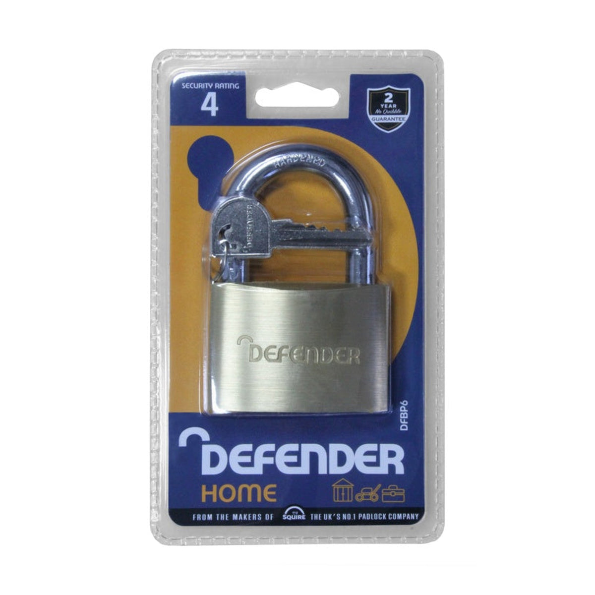 Defender 60mm solid brass padlock, view 2