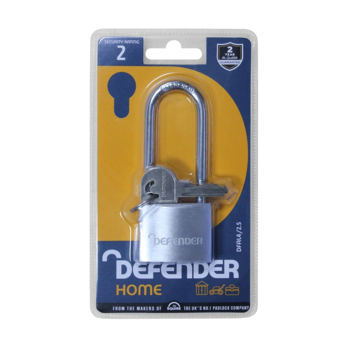 Defender 40mm solid aluminium padlock with keys, view 2