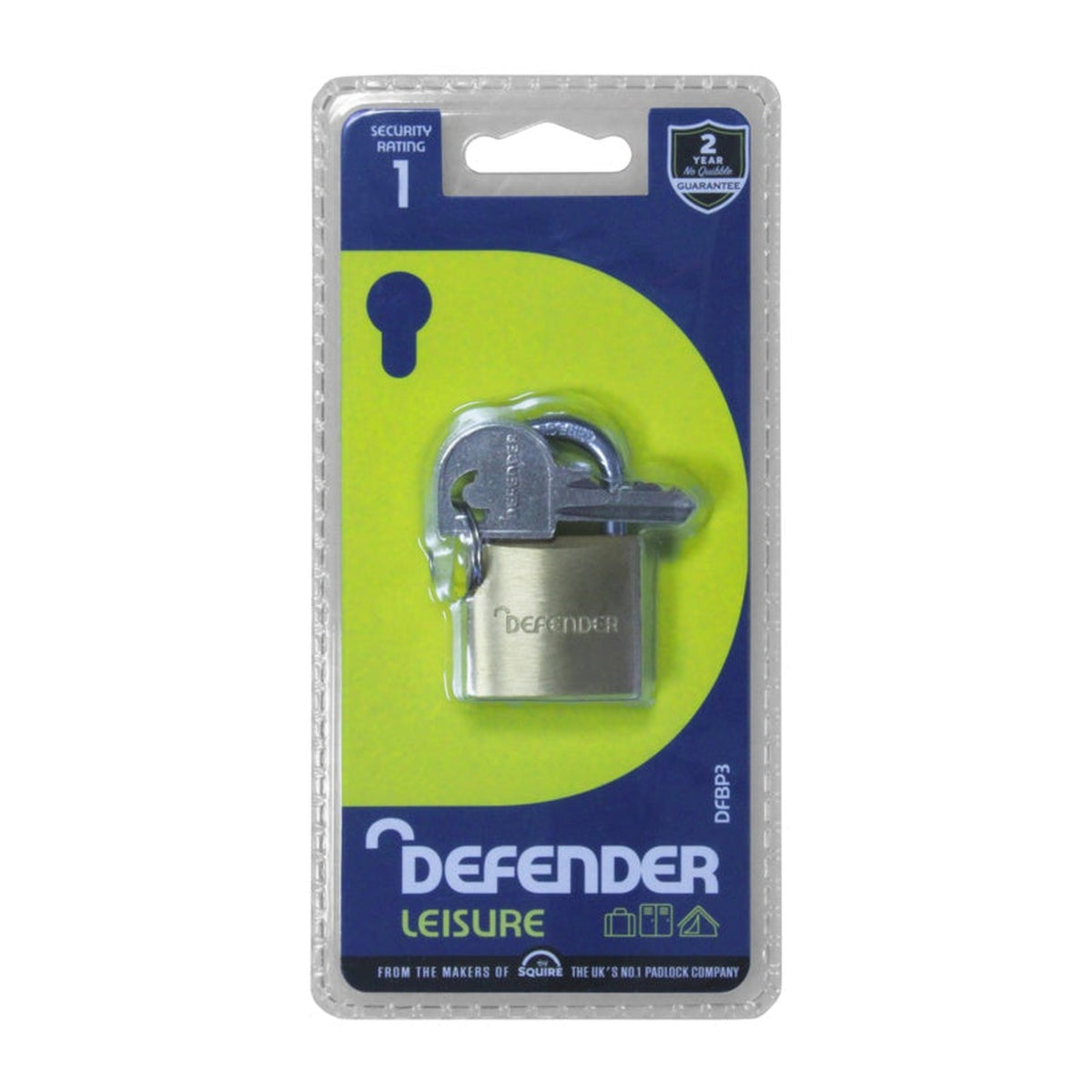 Defender 40mm solid brass padlock, view 2