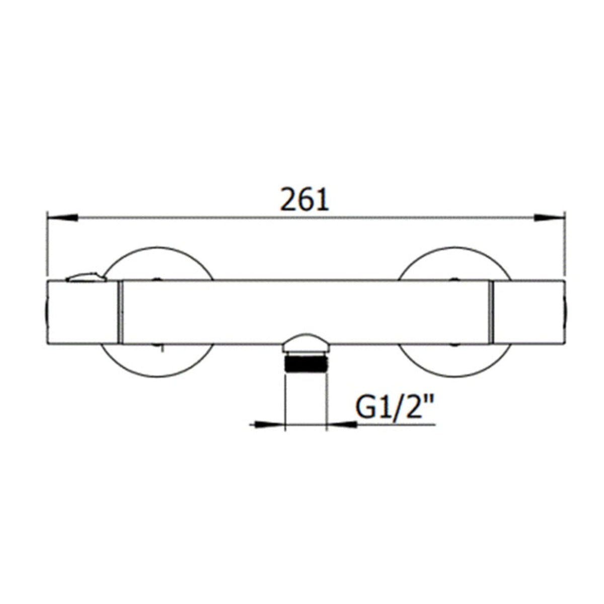 Deva CTBV04 thermostatic cool touch round bar valve chrome, view 2