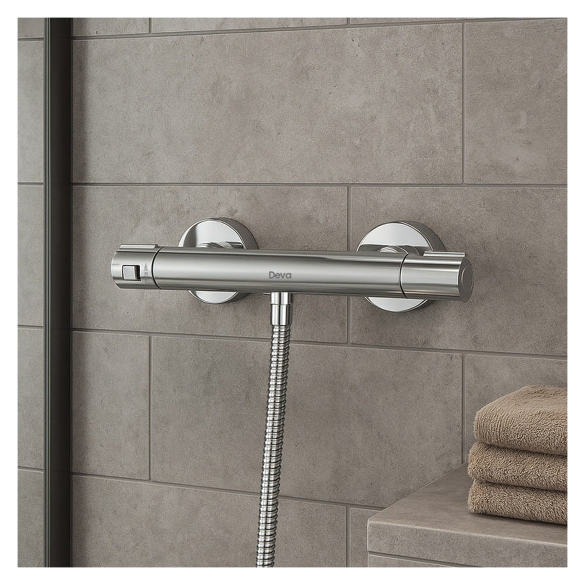 Deva CTBV04 thermostatic cool touch round bar valve chrome, view 3