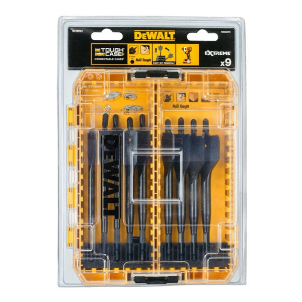 DeWalt 9 piece impact flatwood drill bit set in ToughCase+