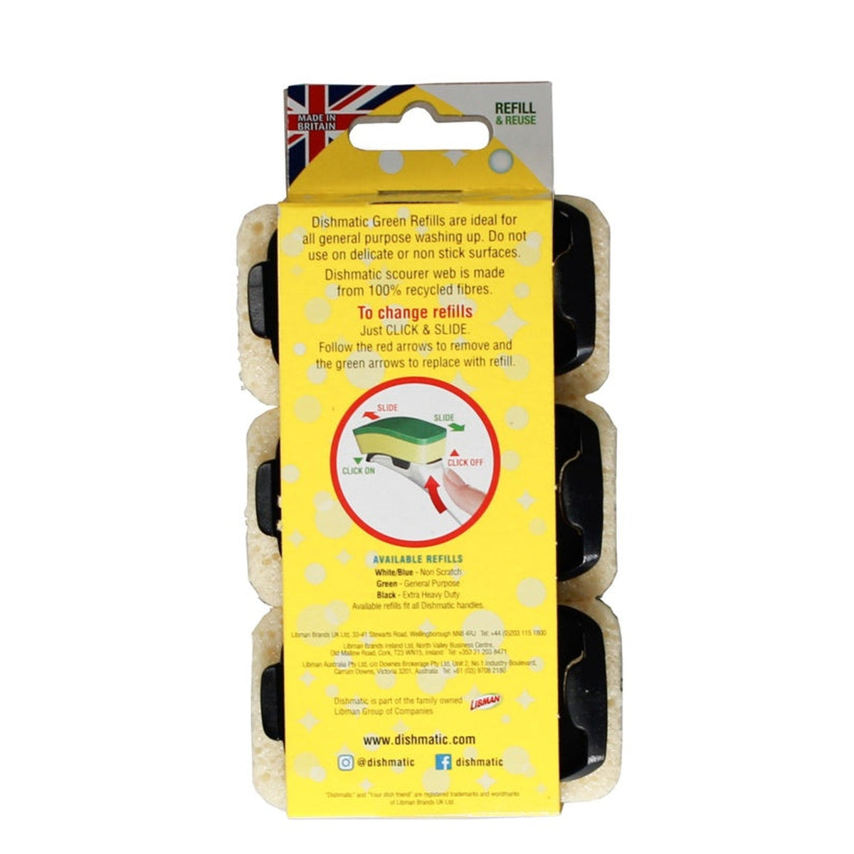 Dishmatic general purpose sponge refills, pack of 3, view 2