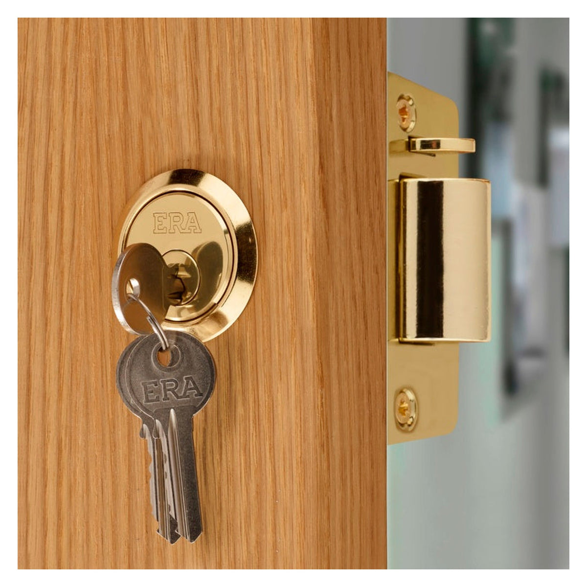 Double Locking Nightlatch 40mm - Finish: Brass Effect Body - Brass Cylinder, view 2