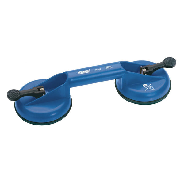 Draper twin suction cup lifter with 118mm rubber cups
