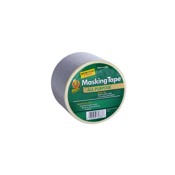 Duck Tape all purpose beige masking tape triple pack, 25mm x 25m rolls