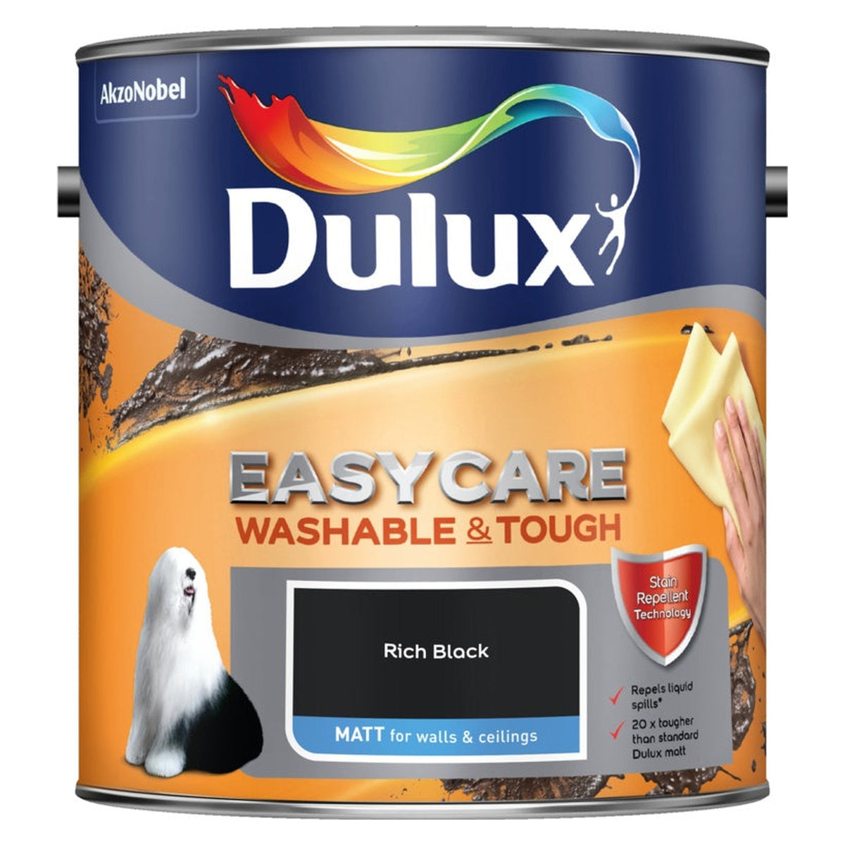 Dulux Easycare Matt 2.5L tin in Rich Black