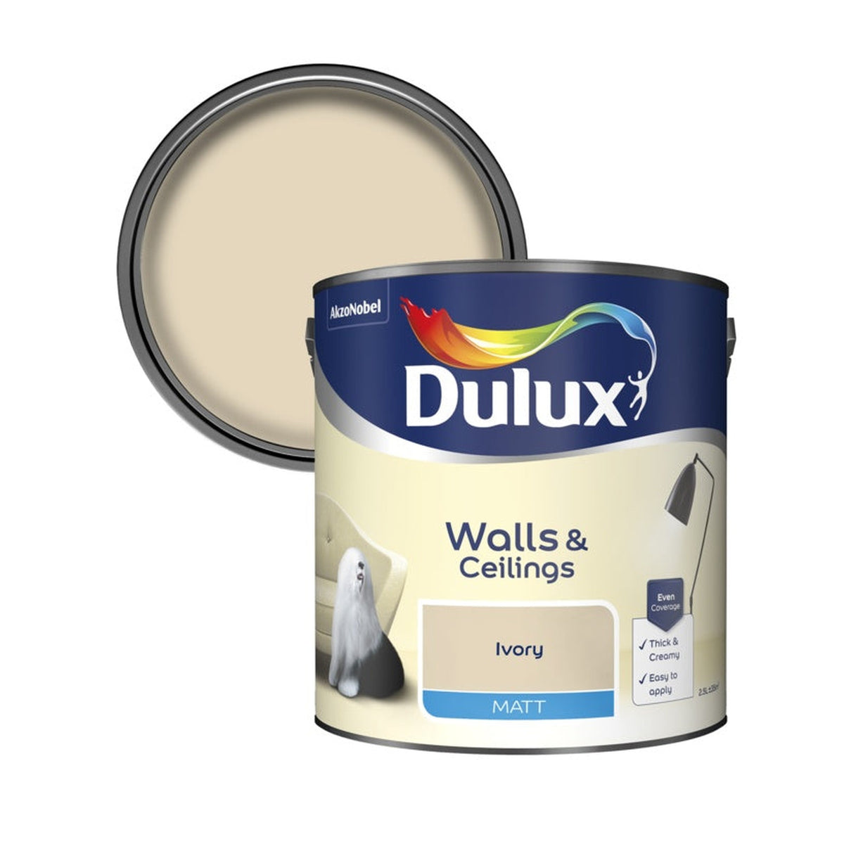 Dulux Matt Emulsion 2.5L tin in Ivory