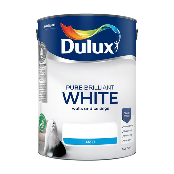 Dulux Matt Pure Brilliant White 5L tin