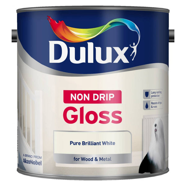 Dulux Non Drip Gloss 2.5L tin in Pure Brilliant White