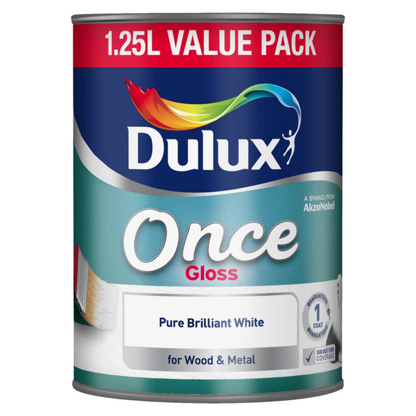 Dulux Once Gloss 1.25L tin in Pure Brilliant White