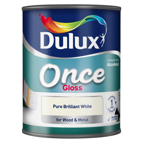 Dulux Once Gloss 750ml tin in Pure Brilliant White