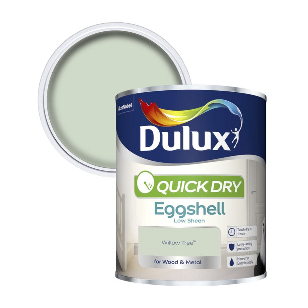 Dulux Quick Dry Eggshell 750ml tin in Willow Tree