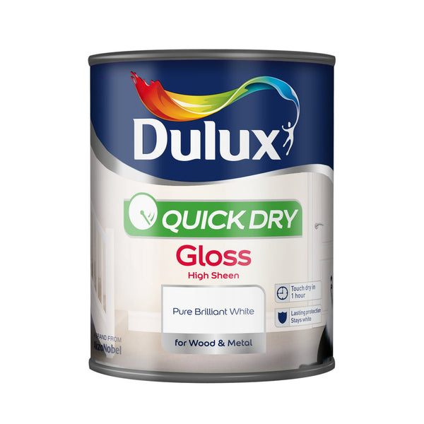 Dulux Quick Dry Gloss 2.5L tin in Pure Brilliant White