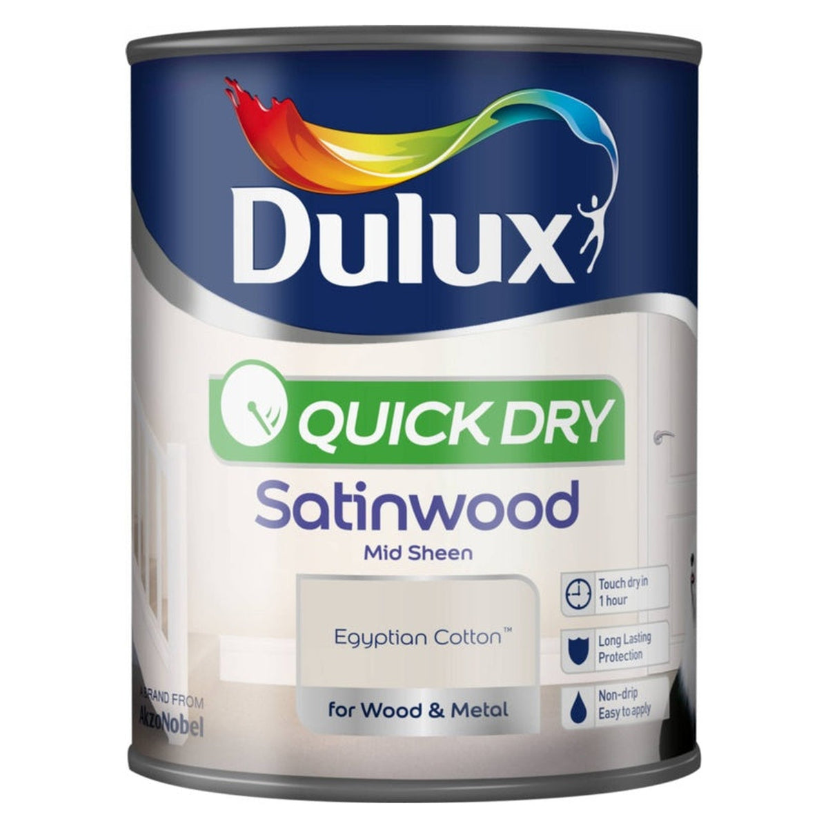 Dulux Quick Dry Satinwood 750ml tin in Egyptian Cotton
