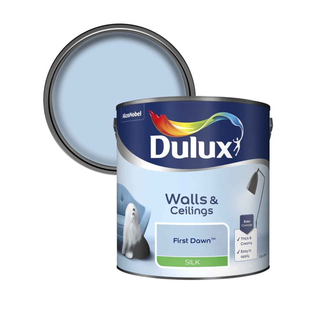 Dulux Silk emulsion 2.5L tin in First Dawn