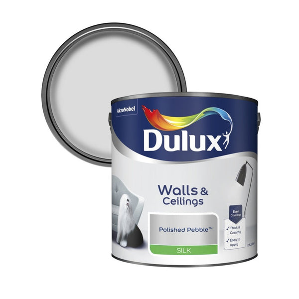 Dulux Silk emulsion 2.5L tin in Polished Pebble