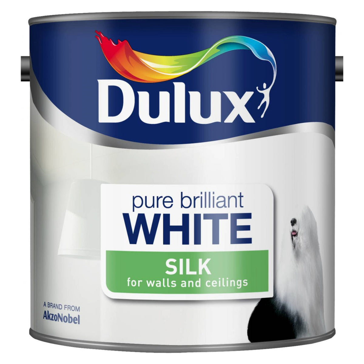 Dulux Silk emulsion 2.5L tin in Pure Brilliant White