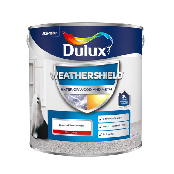 Dulux Weathershield Exterior Gloss 2.5L in Pure Brilliant White