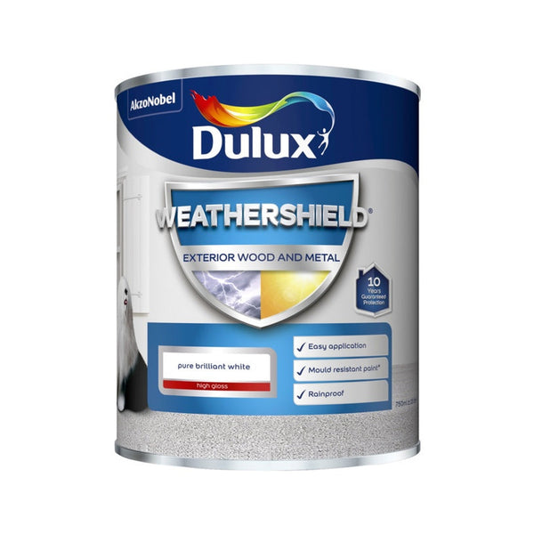 Dulux Weathershield Exterior Gloss 750ml in Pure Brilliant White