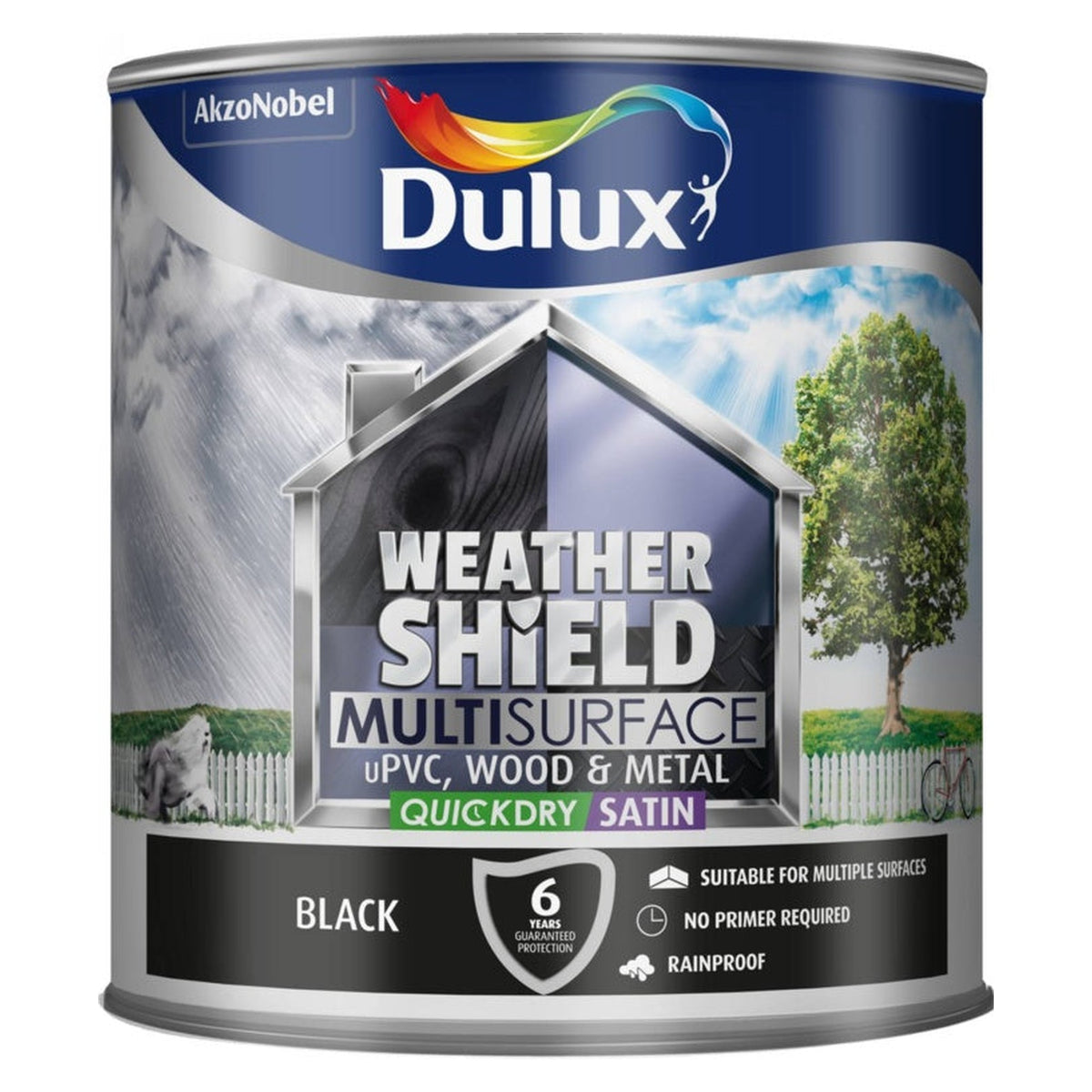 Dulux Weathershield exterior paint Black 2.5L tin