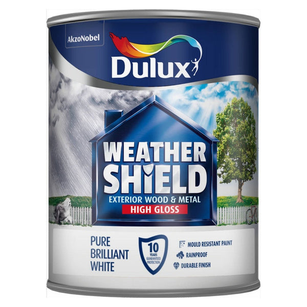 Dulux Weathershield Quick Dry Exterior Gloss 750ml in Pure Brilliant White