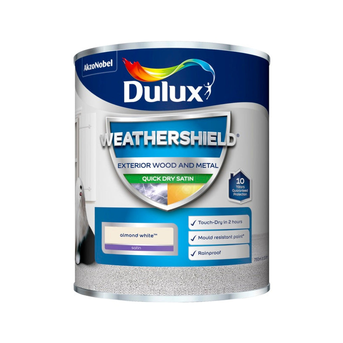 Dulux Weathershield Quick Dry Satin 750ml tin in Almond White