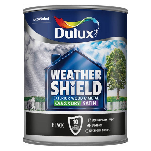 Dulux Weathershield Quick Dry Satin 750ml tin in Black