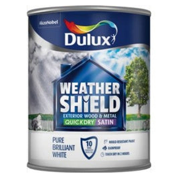 Dulux Weathershield Quick Dry Satin 750ml in Pure Brilliant White