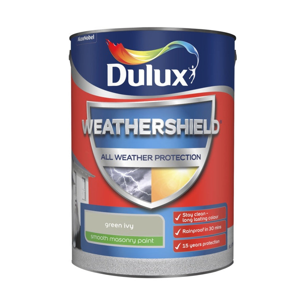 Dulux Weathershield Smooth Masonry 5L tin in Green Ivy