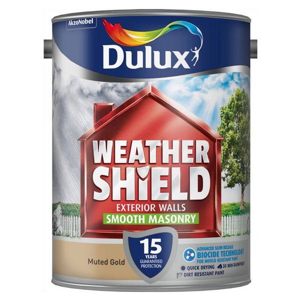 Dulux Weathershield Smooth Masonry Paint 5L tin in Muted Gold